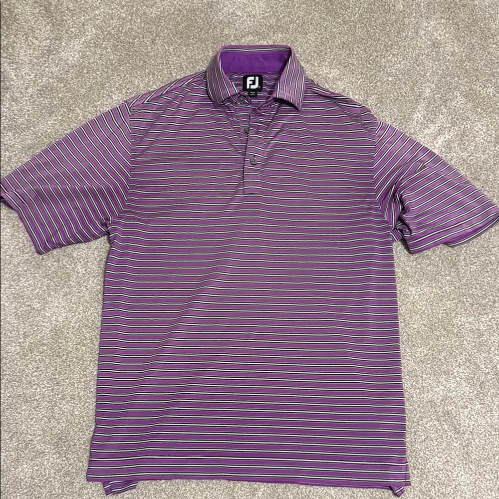 Men's Purple Footjoy Striped Golf Polo Shirt